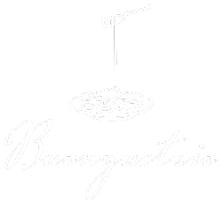 Logo blanc du traiteur italien Buongustaio, spécialiste des buffets et événements à Paris
